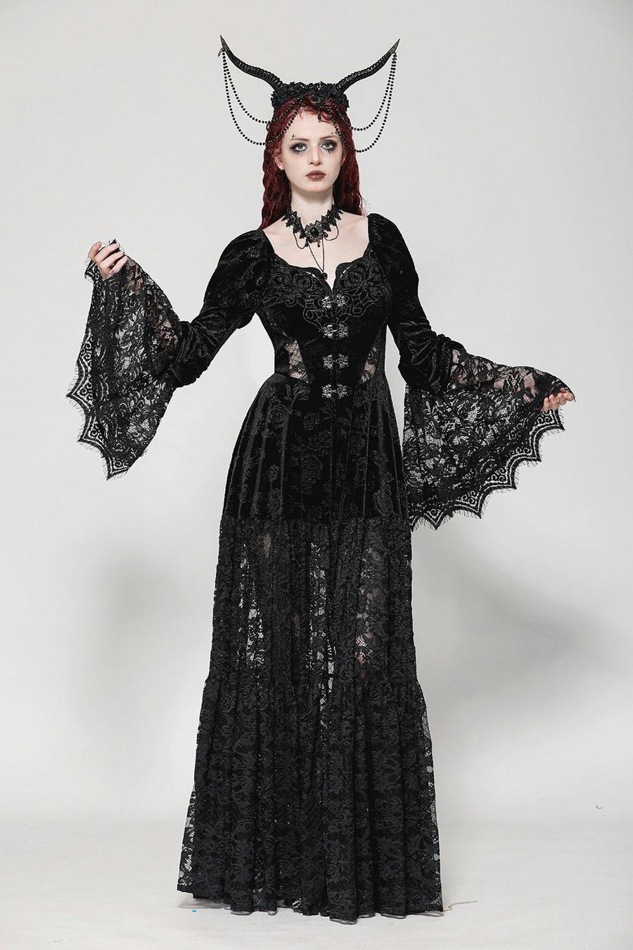 dark princess puffed shoulder gothic gown