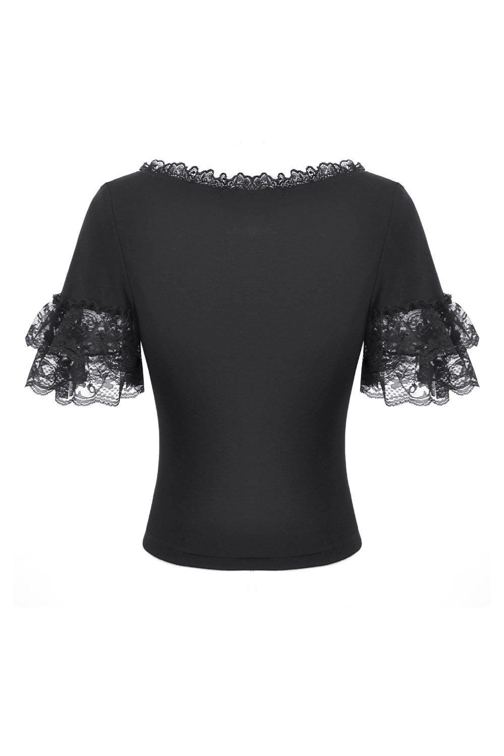 Vintage goth bodysuit top in black with lace trim