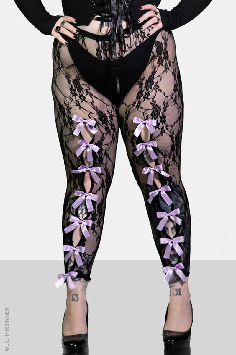 black gothic lace stockings tights with cutouts
