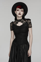 short sleeve black lace shirt by punk rave