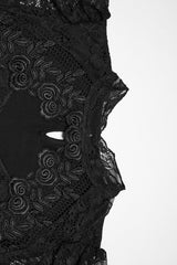 black floral rose lace top by punk rave