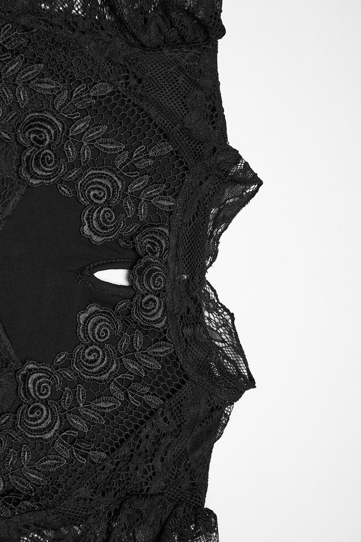 black floral rose lace top by punk rave
