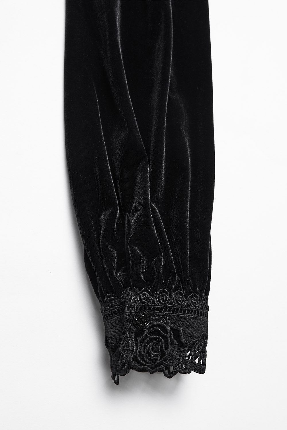 steampunk romantic goth velvet high collar blouse with lace cuffs