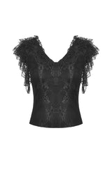 short sleeve lace embroidered top