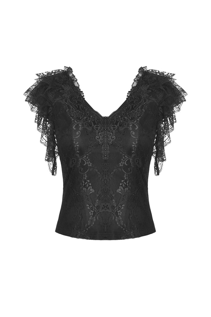 short sleeve lace embroidered top