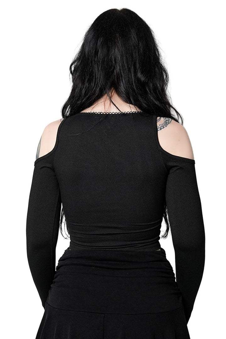 long sleeve cold shoulder gothic top