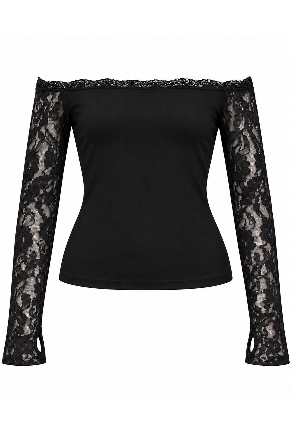 long sleeve scallop trim off-the-shoulder whimsigoth blouse 