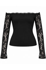 long sleeve scallop trim off-the-shoulder whimsigoth blouse 