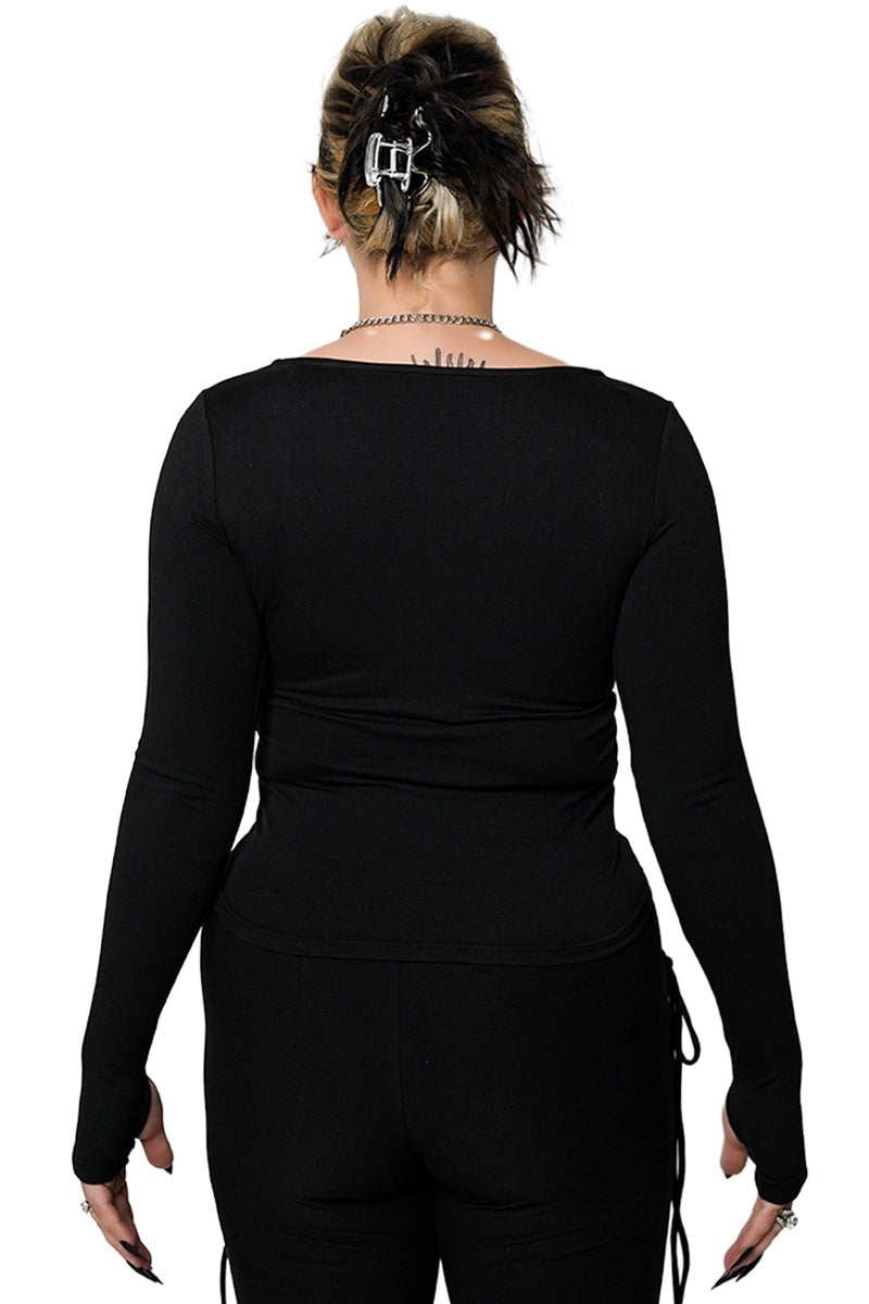 goth thumbhole cutout top