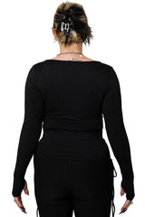 goth thumbhole cutout top