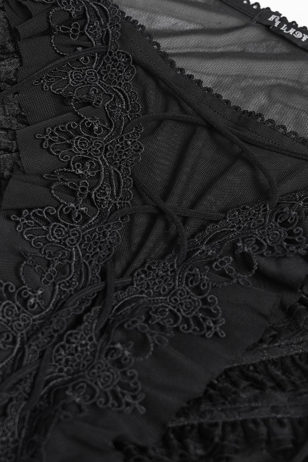 lace embroidered gothic mesh long sleeve flared top by devil fashion