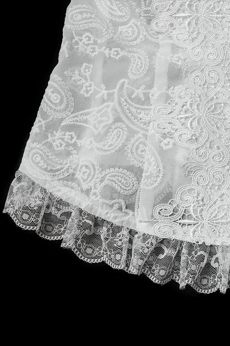 romantic lace-up vintage sheer chiffon top