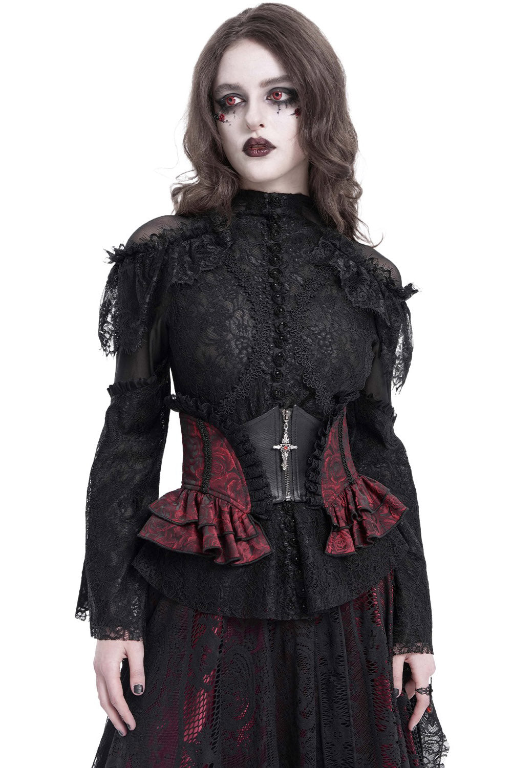 red rose pattern gothic corset
