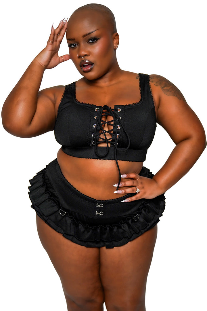 lace-up swimsuit top by forest ink 