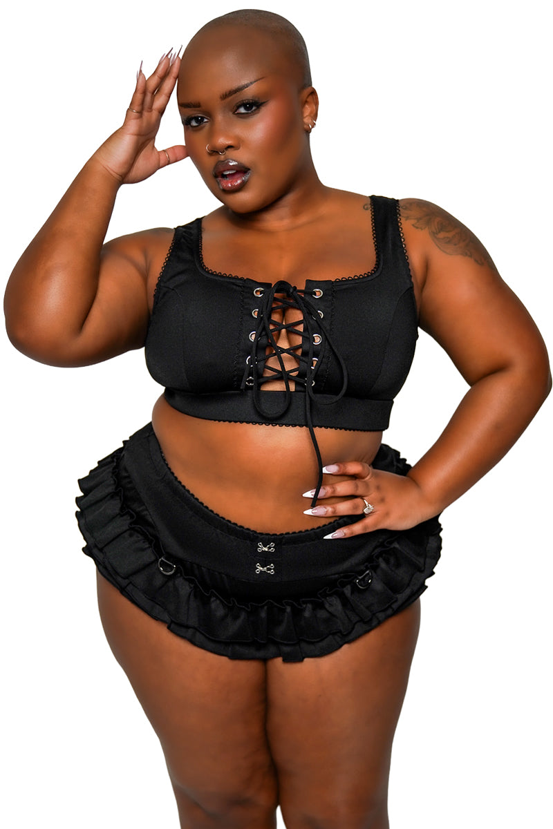 lace-up swimsuit top by forest ink 