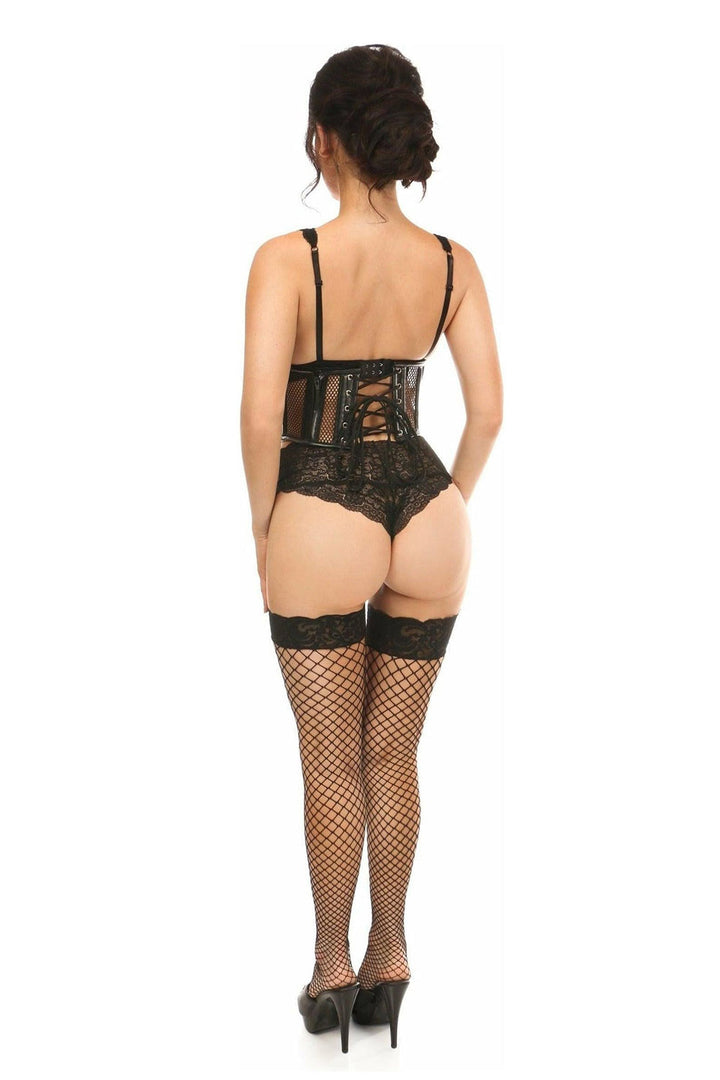 Lavish Black Fishnet Underwire Open Cup Waist Cincher