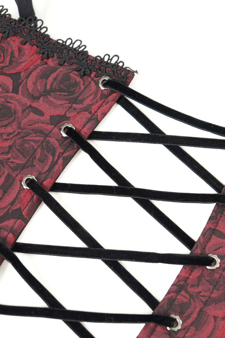 ruffled lace lace-up adjustable zip-up corset 