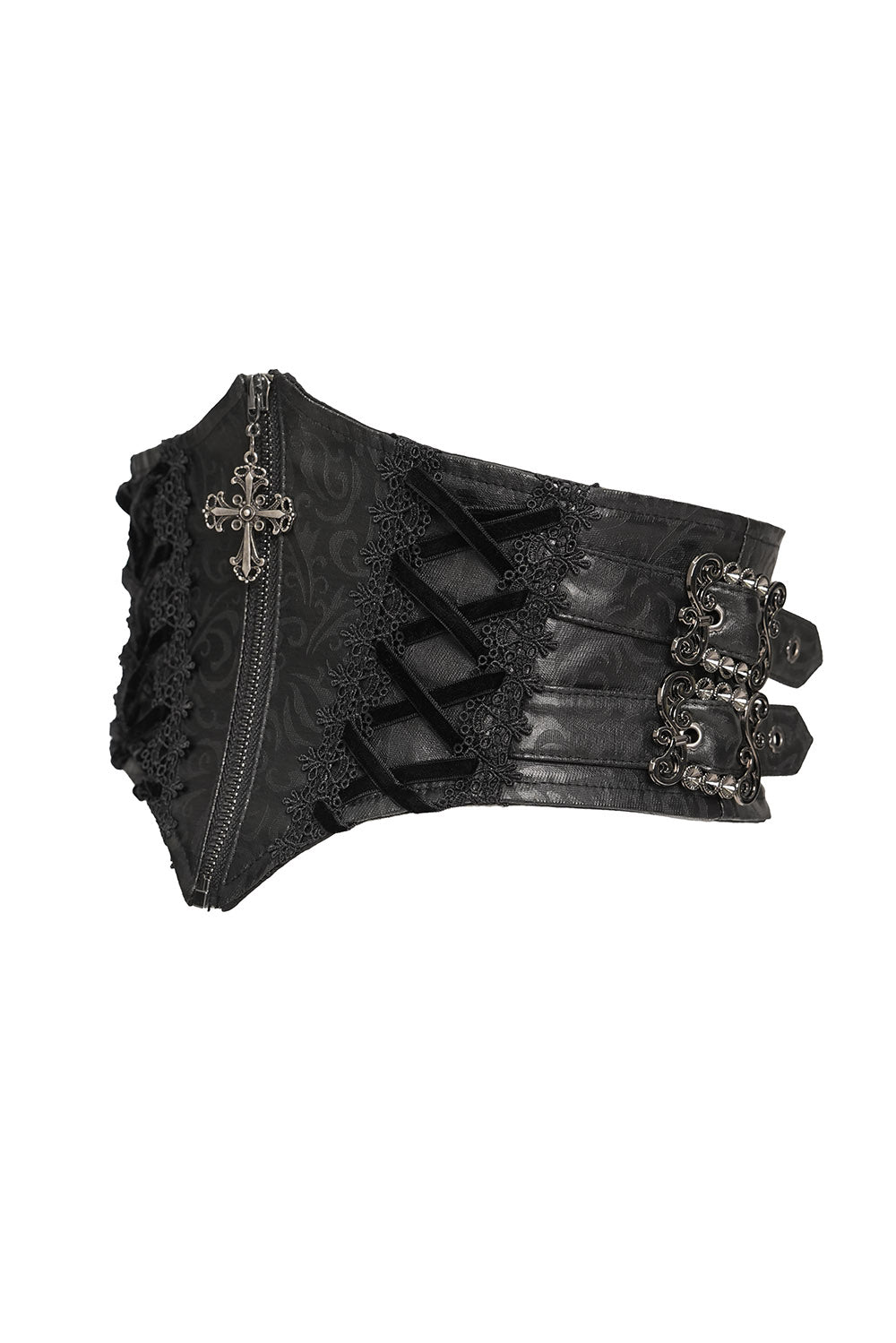 black vegan leather lace-up corset belt
