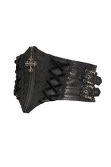 black vegan leather lace-up corset belt