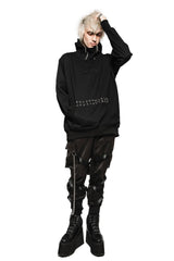 mens punk street style black hoodie pullover jacket 