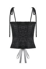 black Jacquard tank top 