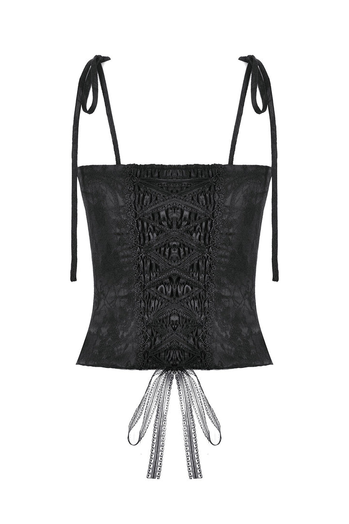 black Jacquard tank top 