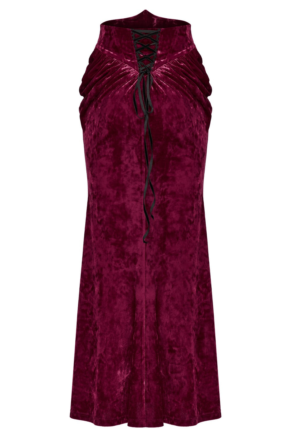 gothic high-rise red nad black lace-up skirt