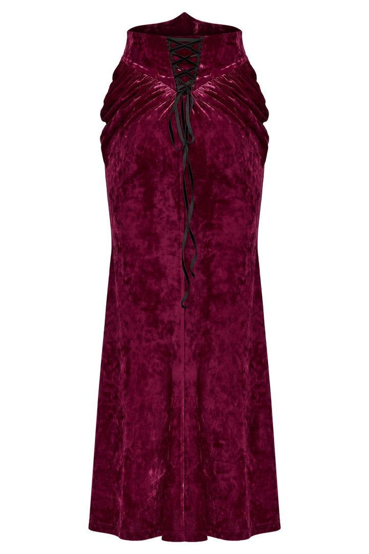 gothic high-rise red nad black lace-up skirt