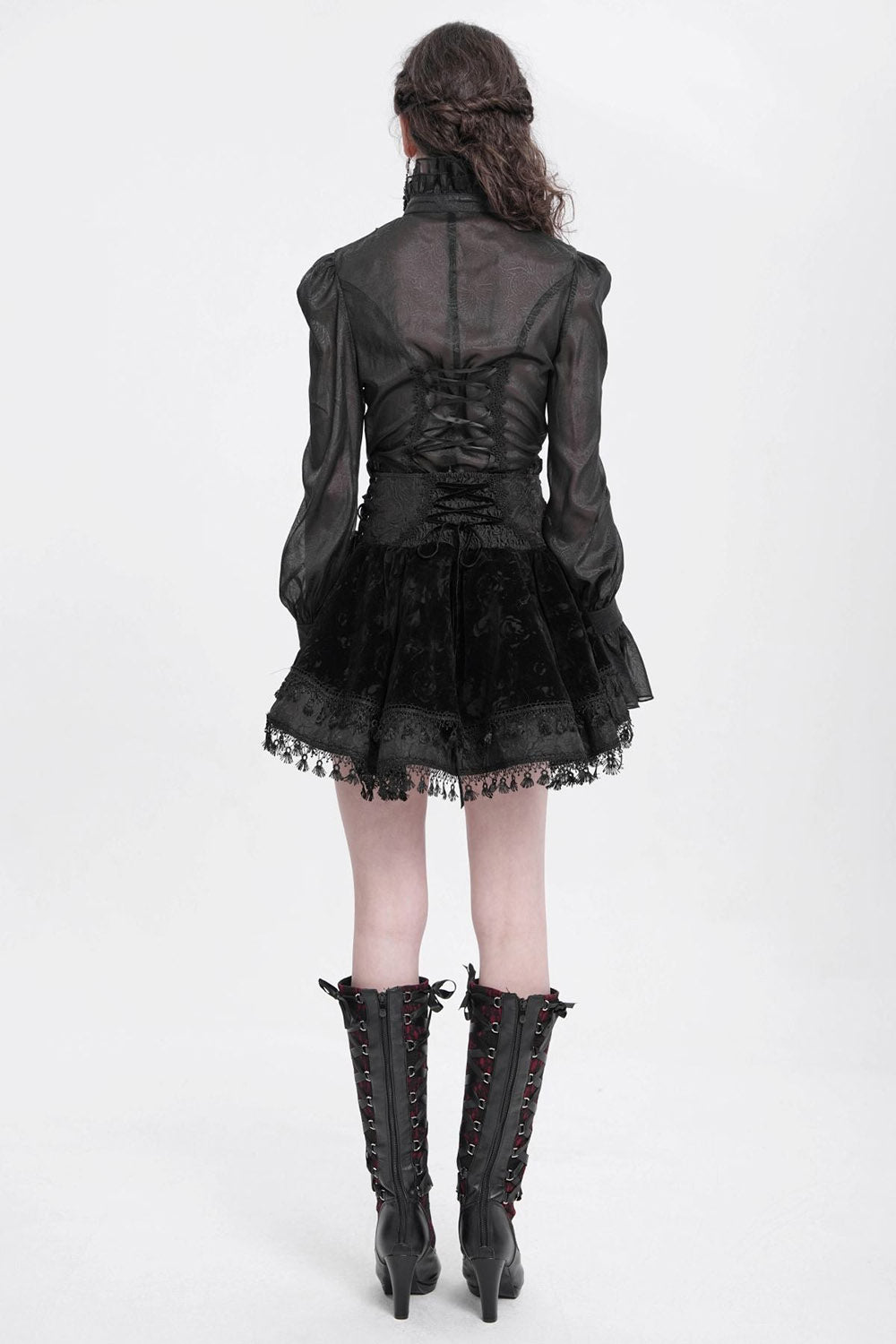 womens trad goth tassel trim skirt 