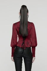 lace gothic red button-up top