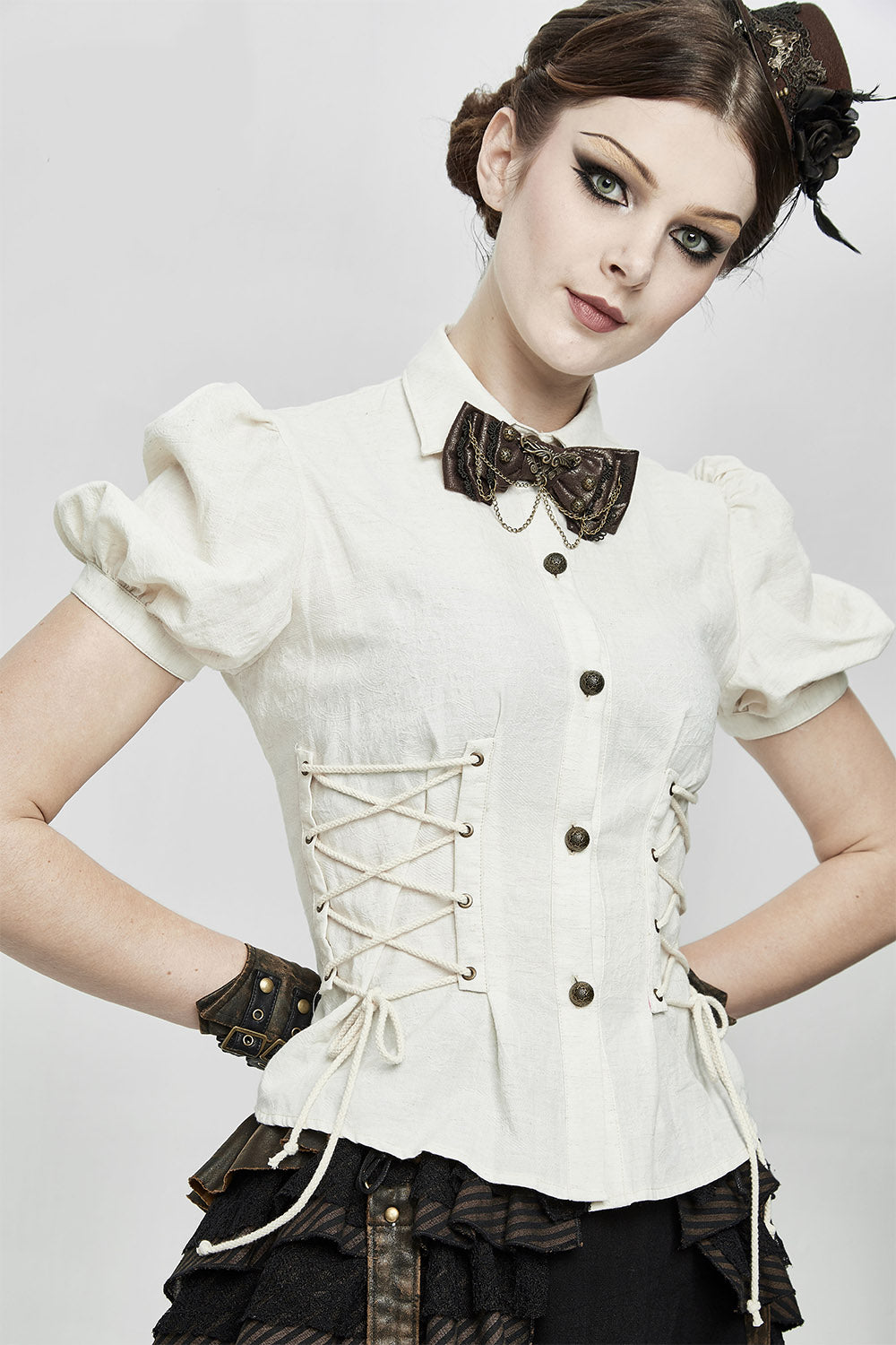 white cotton natural finer short sleeve top 