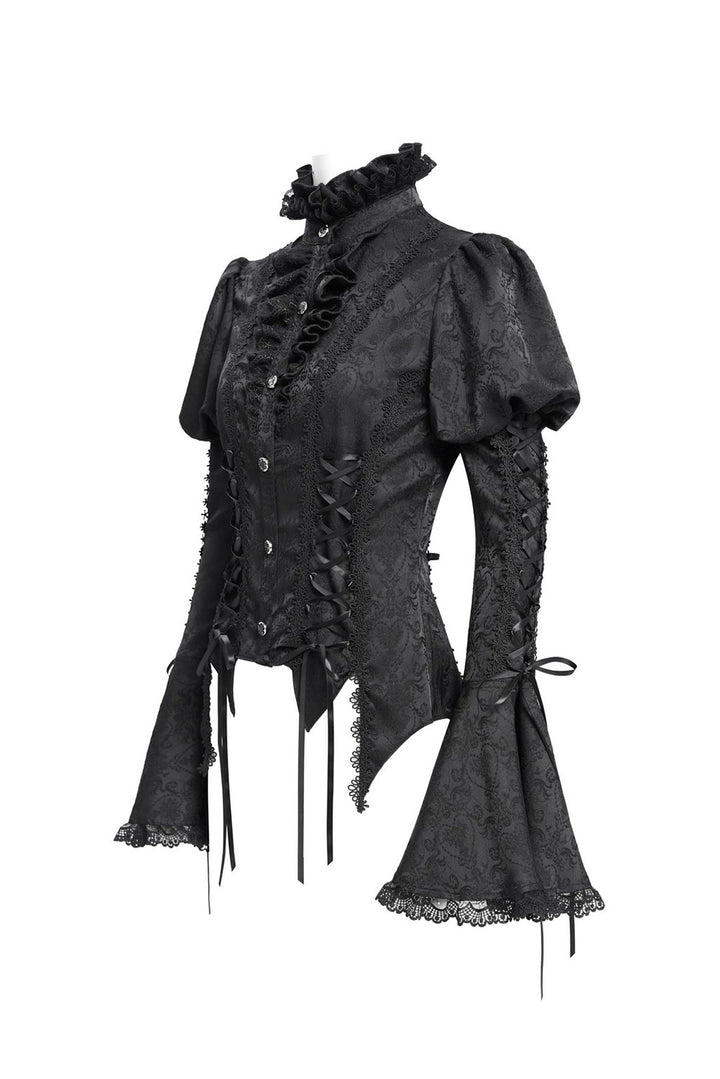 vampire goth womens puff shoulder gothic blouse