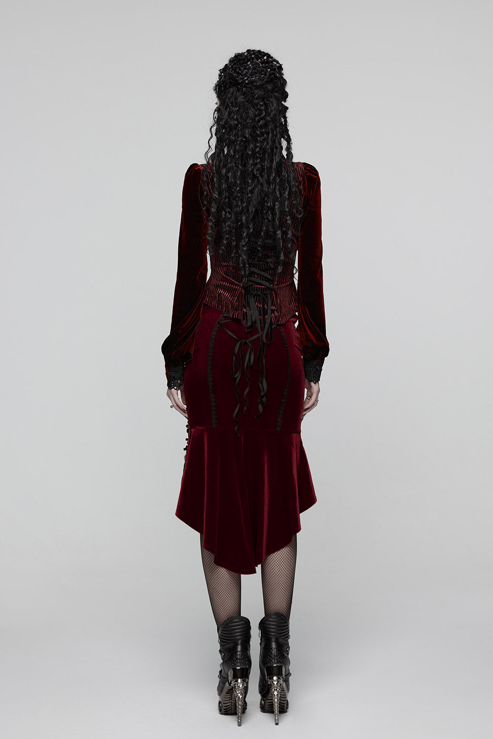 romantic goth lace-up irregular asymmetric hem skirt