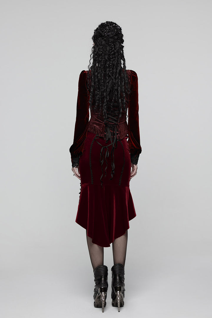 romantic goth lace-up irregular asymmetric hem skirt