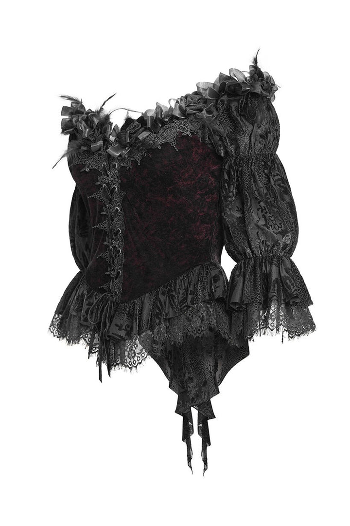 womens romantic goth lace-up corset blouse