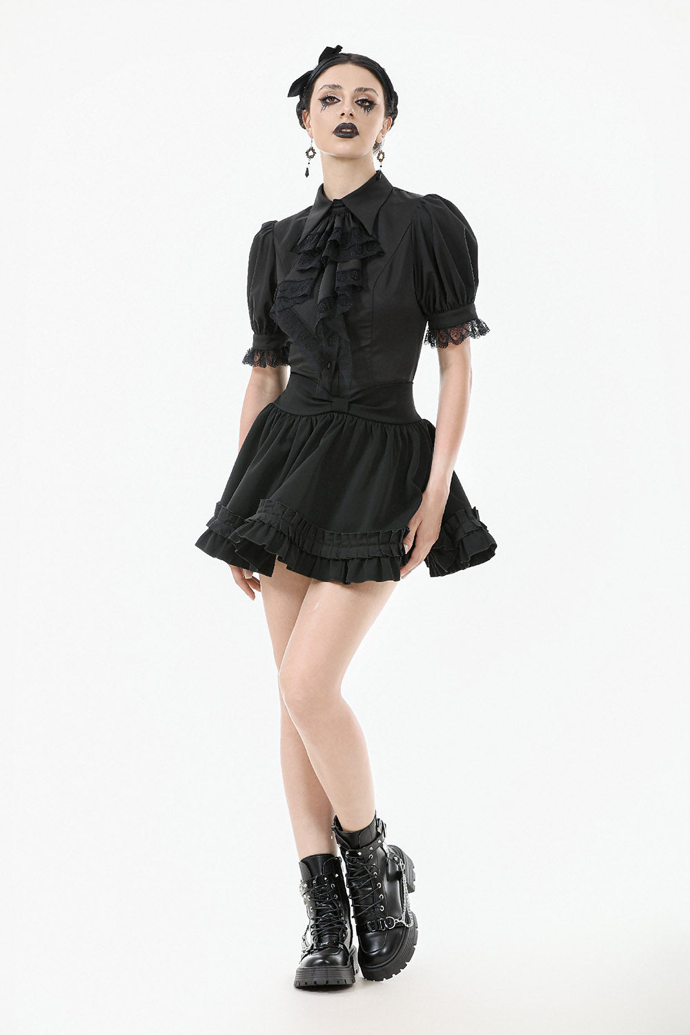 gothic lolita pointed collar puffed short sleeve shirt