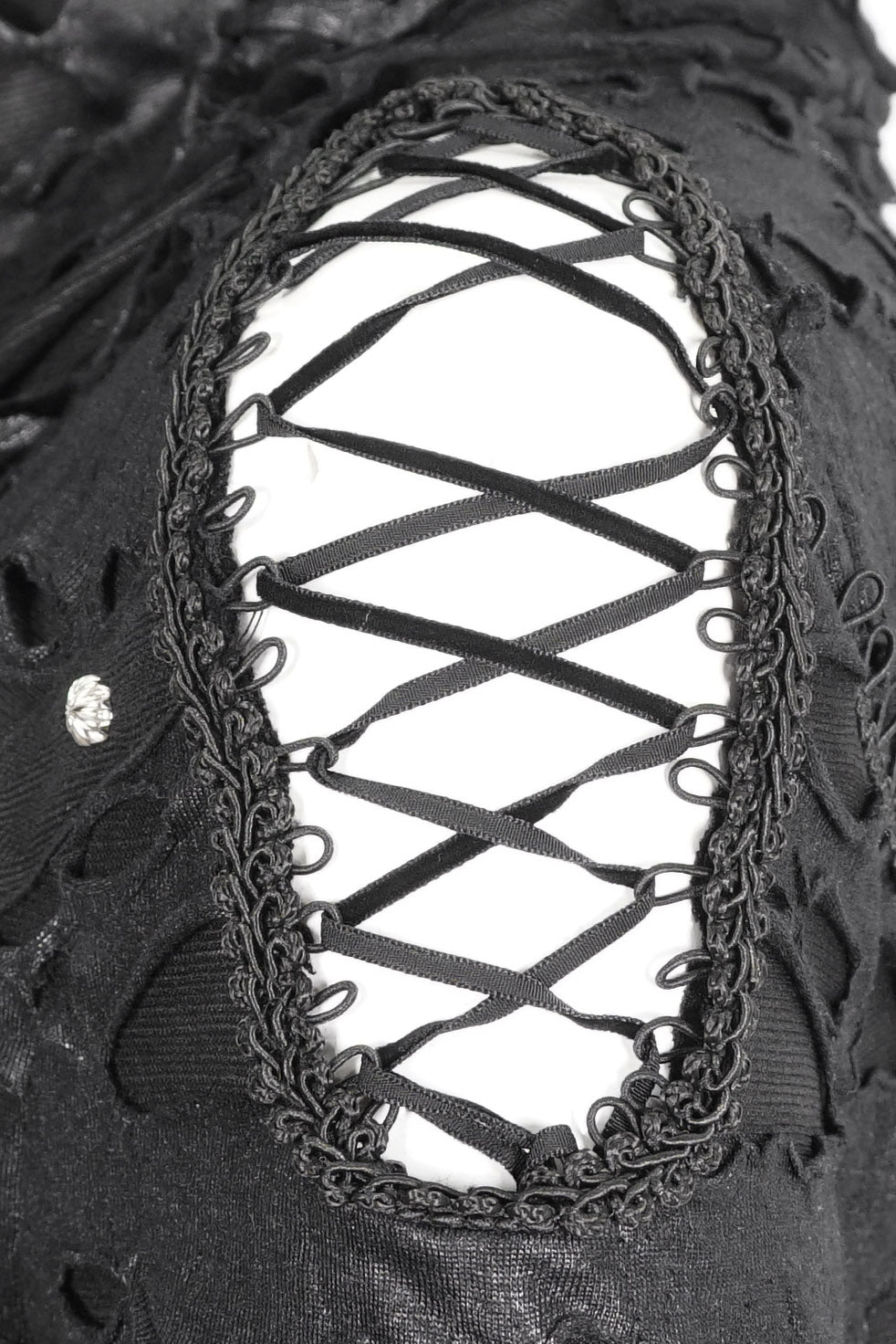 occult distressed lace-up dress