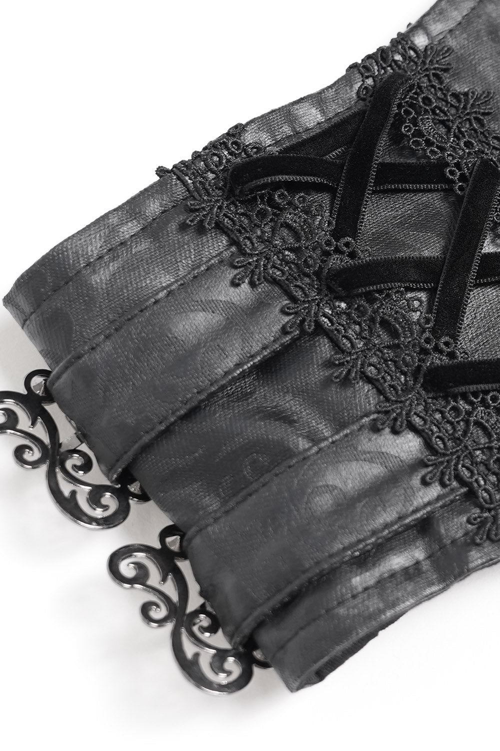 Victorian buckled gothic cross vegan leather lace-up corset