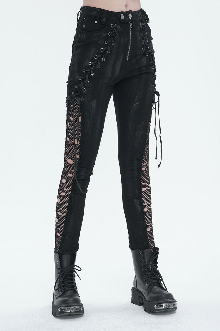 womens gothic skinny jeans with corset laces