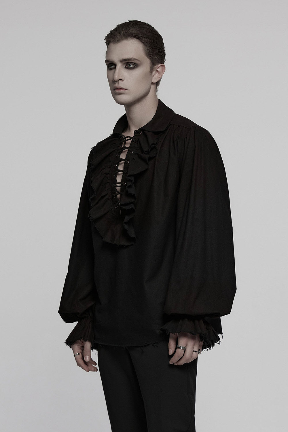 ruffled vampire goth shirt for men 