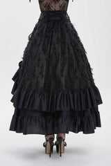 womens long gothic skirt with ruffle hem