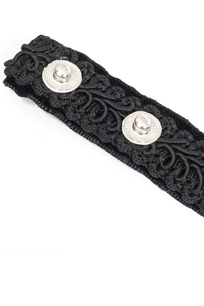 ornate lace ruffle cravat necktie with button close