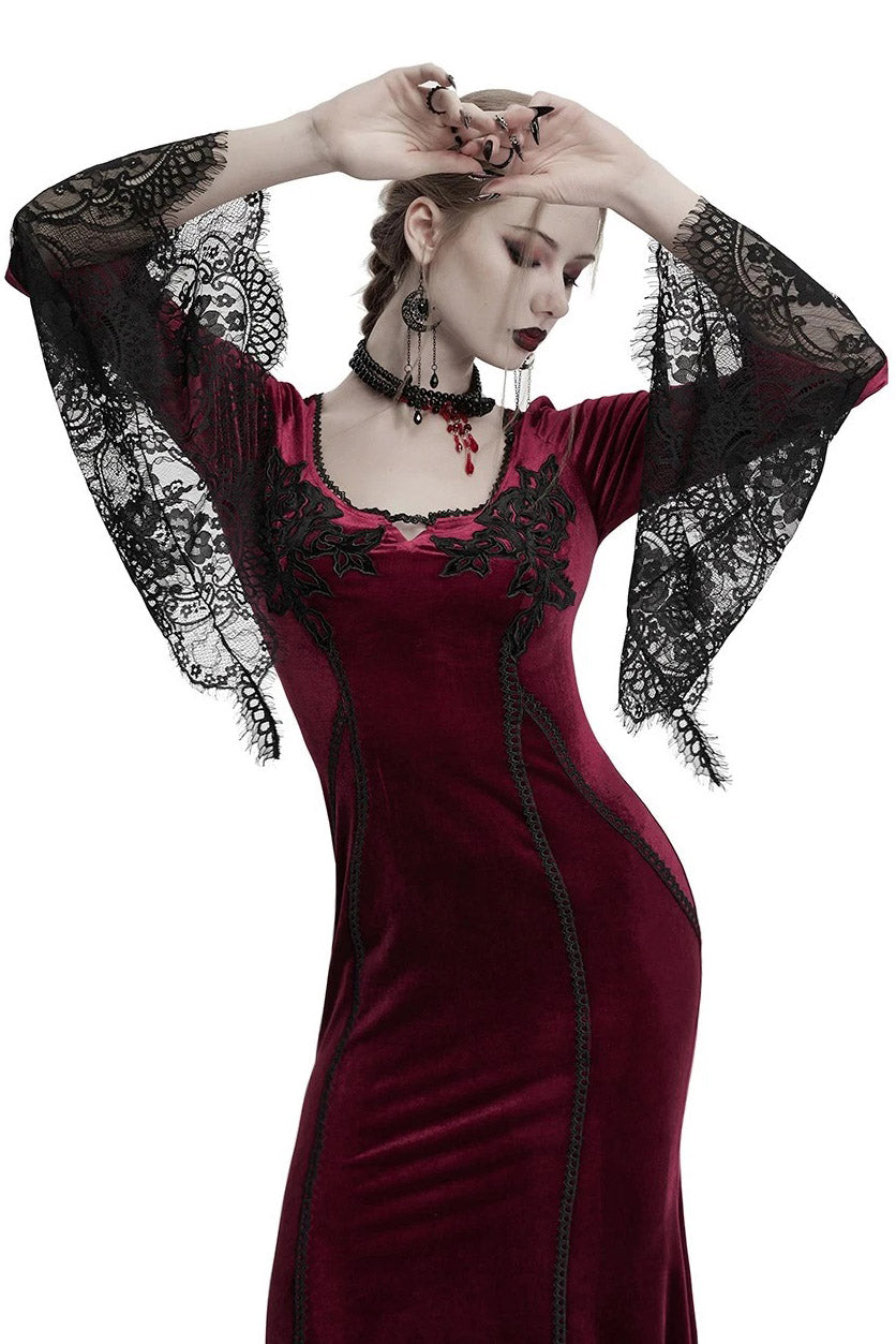 red velvet long maxi dress