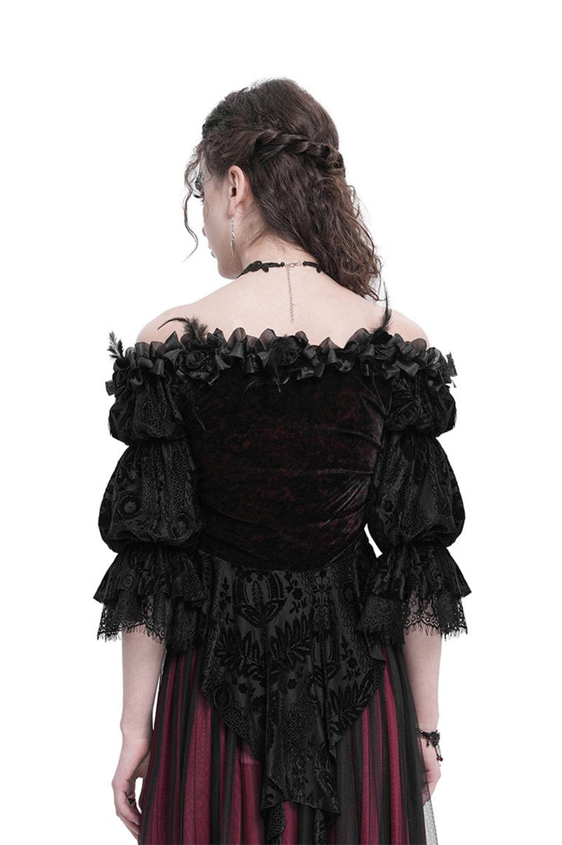 lace sleeve lace-up corset blouse