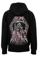 gothic female grim reaper in a dress hoodie
