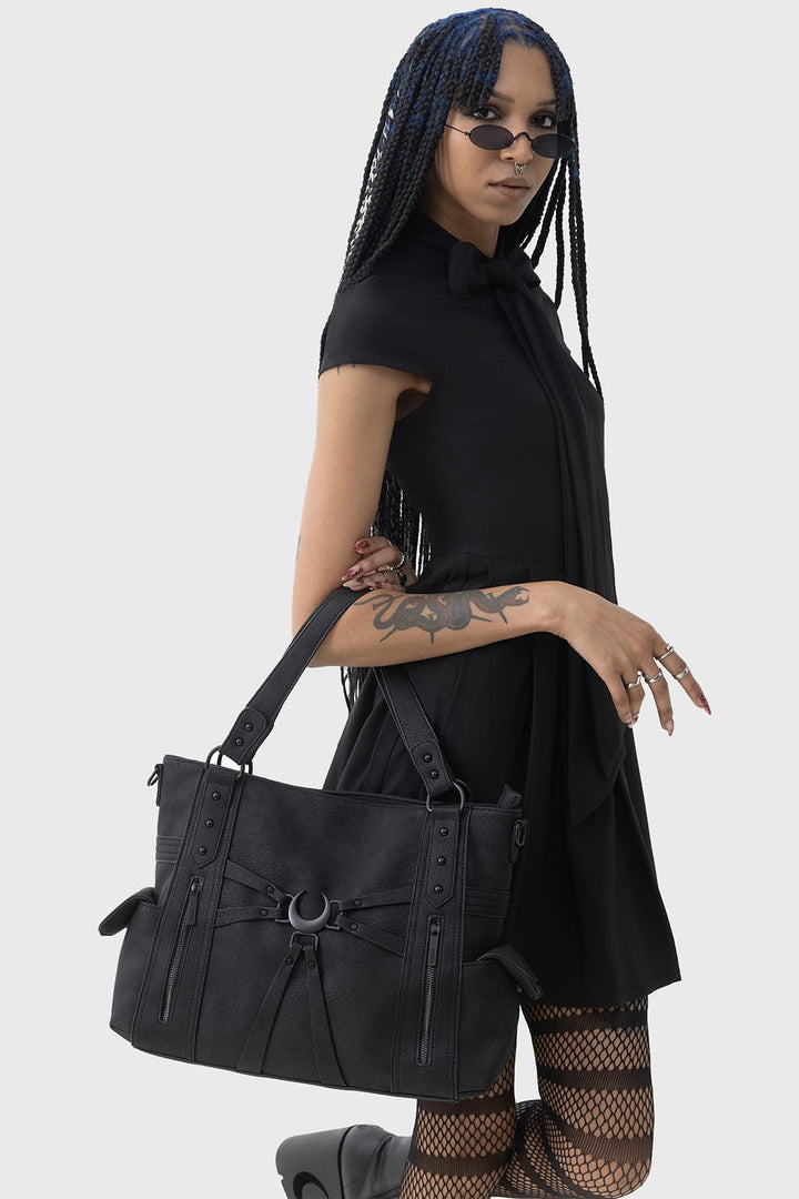 large vegan leather goth bag