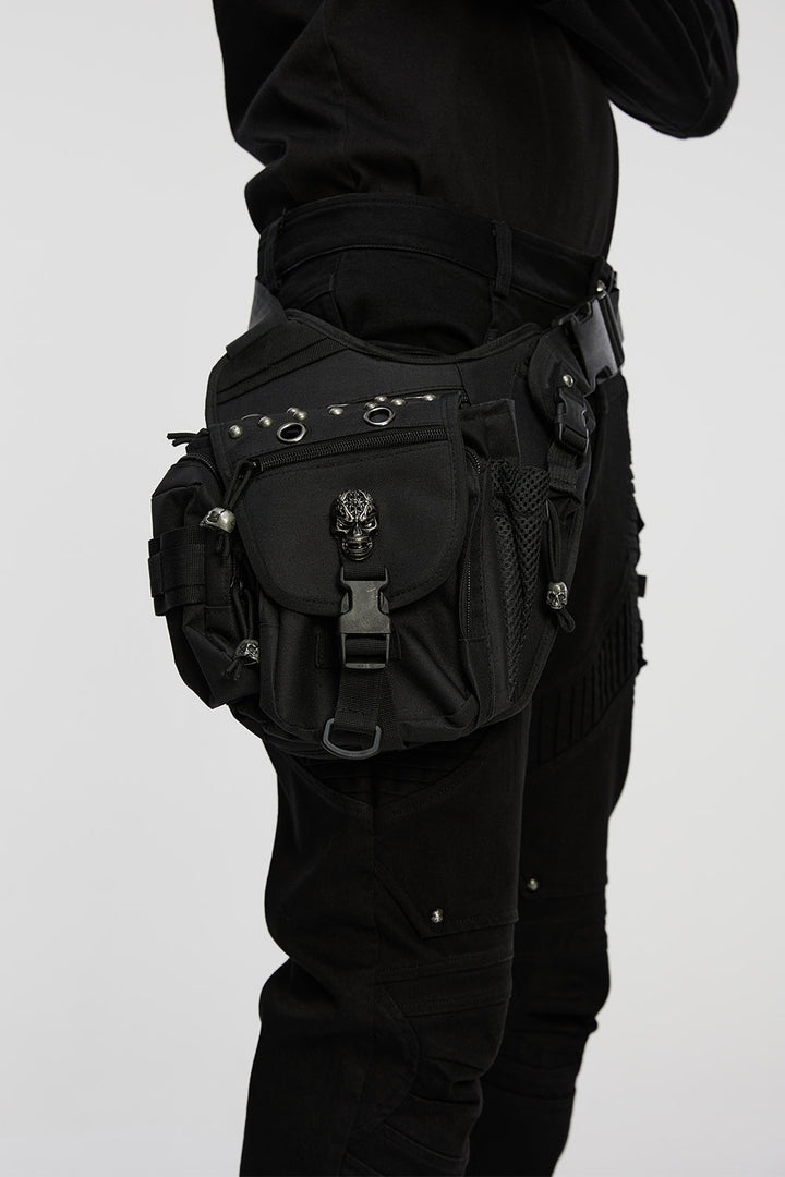 grunge goth skull studded waist bag