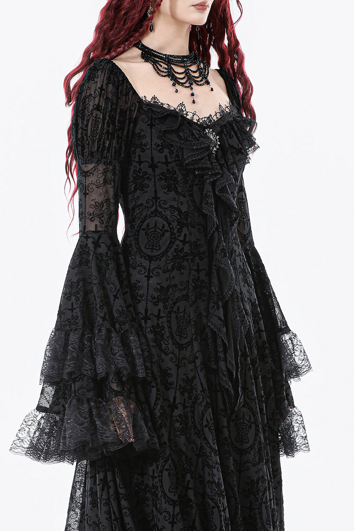 womens long sleeve black gothic gown