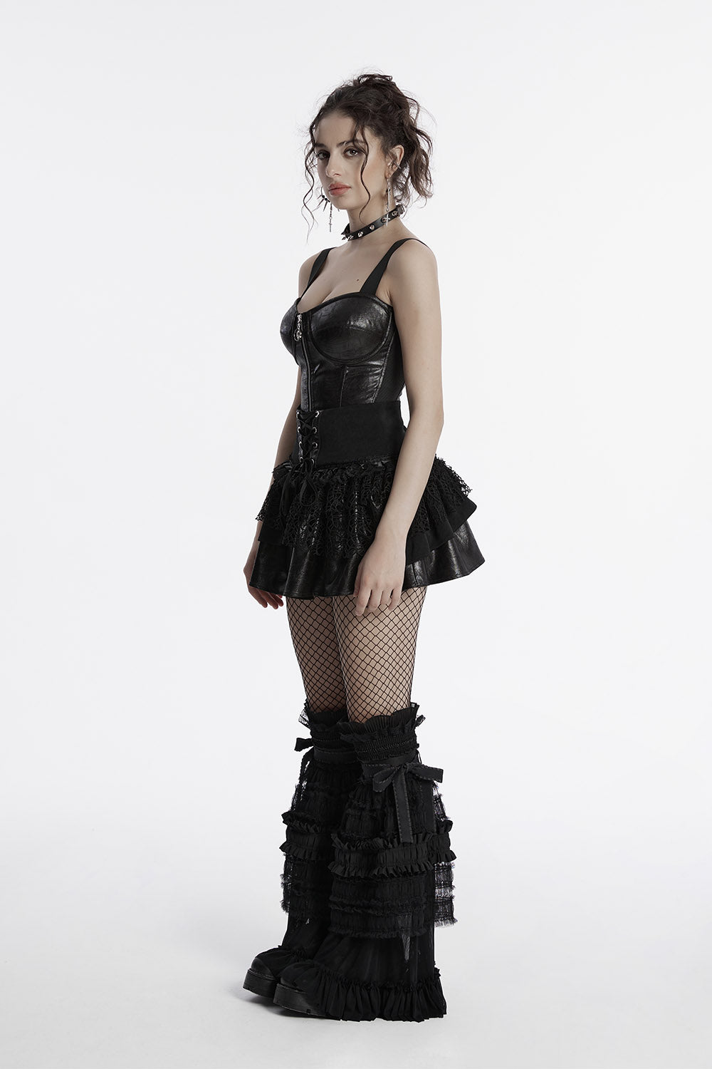 ruffled layered mini punk skirt