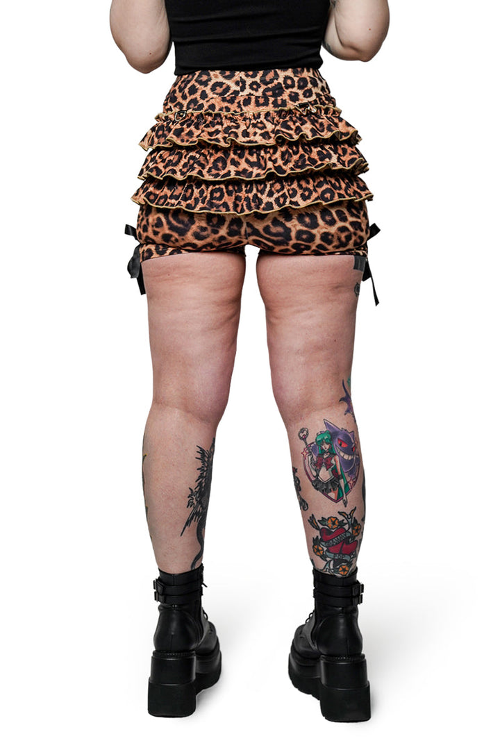 leoparad pattern womens ruffled bloomers